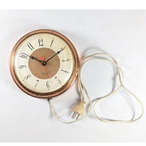 Vintage 7" Westclox Electric Oracle copper surround wall clock, 1950-1960s